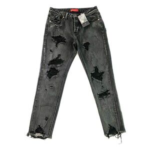 Signature 8 Distressed Cropped Boyfriend Jeans